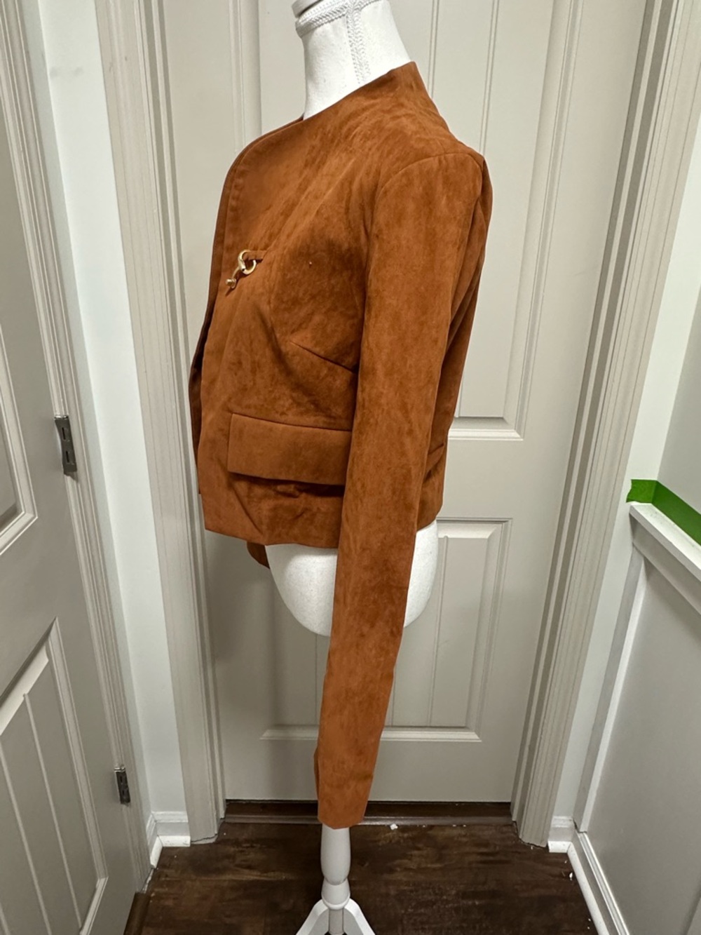 Suede Crop Jacket in Rust - Women Jackets & Coats - Picture 3 of 5
